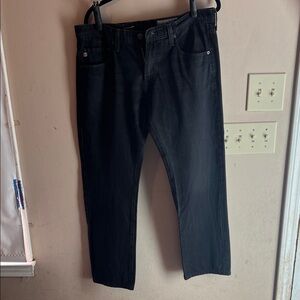 AG ADRIANO GOLDSCHMIED THE MATCHBOX SLIM STRAIGHT BLACK JEANS